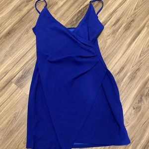 Asymmetrical royal blue dress